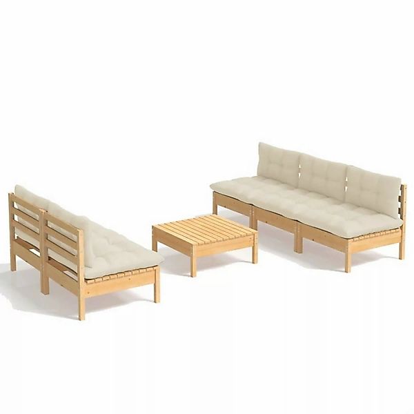 vidaXL 6-tlg Garten-Lounge-Set mit Creme Kissen Kiefernholz Modell 1 günstig online kaufen