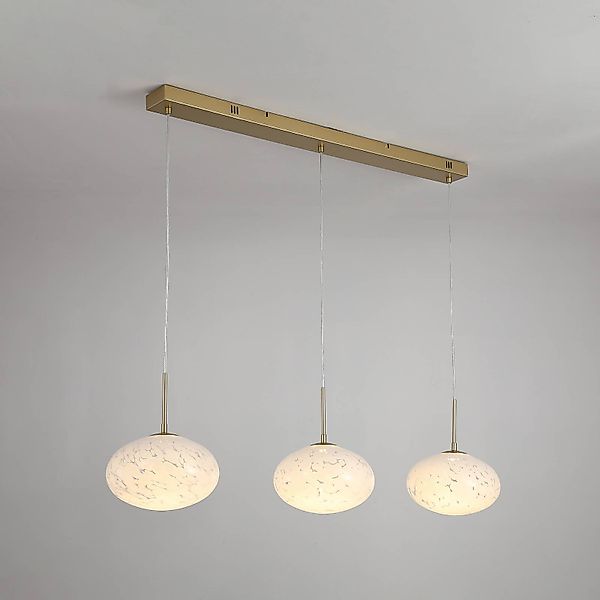 LED-Pendellampe Confetti, Länge 115 cm goldfarben/weiß, Glas günstig online kaufen