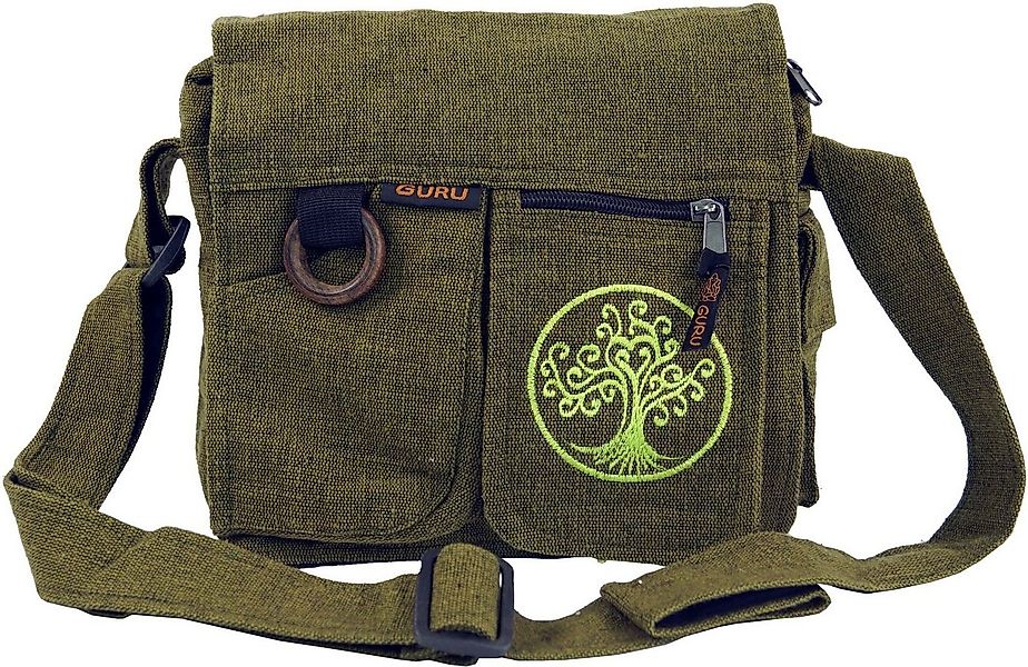 Guru-Shop Schultertasche Ethno Schultertasche `Tree of life` - olive günstig online kaufen