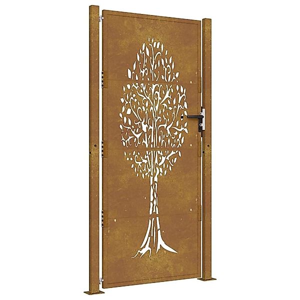 vidaXL Gartentor 105x205 cm Cortenstahl Baumdesign 153165 günstig online kaufen