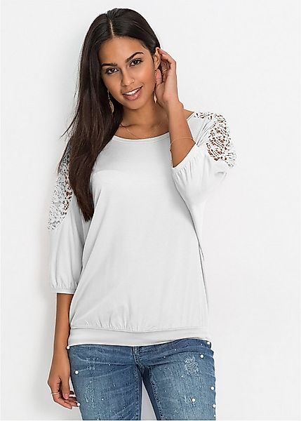 bonprix Oversize-Shirt oversize Passform, mit Spitze an den Ärmeln, elegant günstig online kaufen