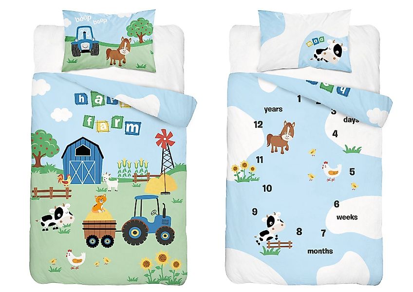 Häßler Homefashion Babybettwäsche Traktor blau Bauernhof günstig online kaufen