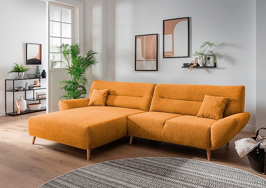 INOSIGN Ecksofa »Drago, elegant und zeitlos, komfortabel, Holzfuß, L-Form«, günstig online kaufen