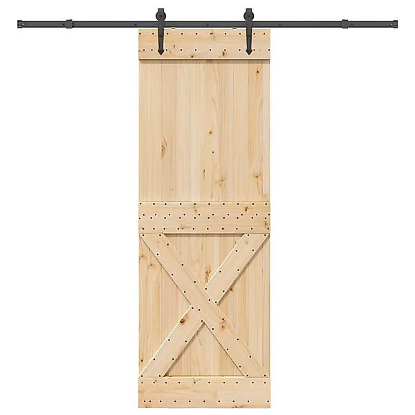 vidaXL Schiebetür mit Beschlag 80x210 cm Massivholz Kiefer 3332791 günstig online kaufen