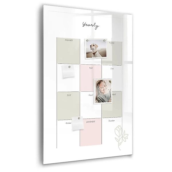 Tulup Magnettafel Beschreibbar Jahresplaner 60x90 cm Magnettafel Küche Glas günstig online kaufen