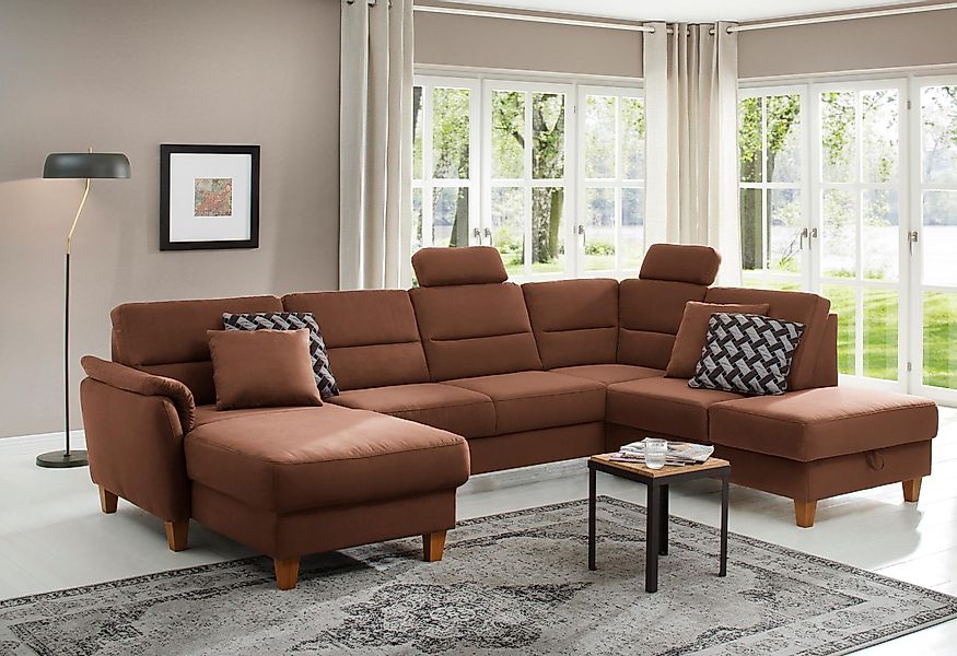 Home affaire Wohnlandschaft "Palmera U-Form, B: 308 cm" optional Bettfunkti günstig online kaufen