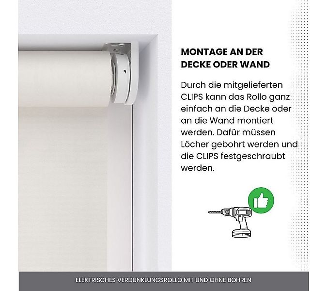 Elektrisches Rollo Verdunklungsrollo mit Zugmotor aufladbarer Motor, Plisse günstig online kaufen