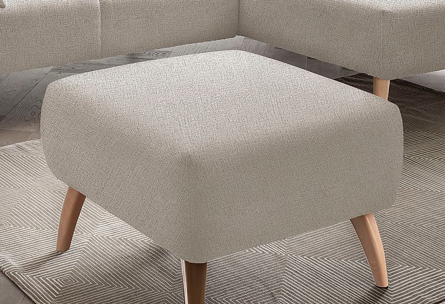 INOSIGN Polsterhocker "Colori", Holzfußfarbe wählbar, verschiedene Stoffe, günstig online kaufen