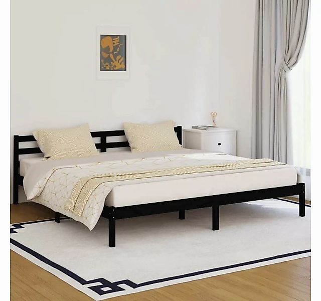furnicato Bett Massivholzbett Kiefer 200x200 cm Schwarz günstig online kaufen