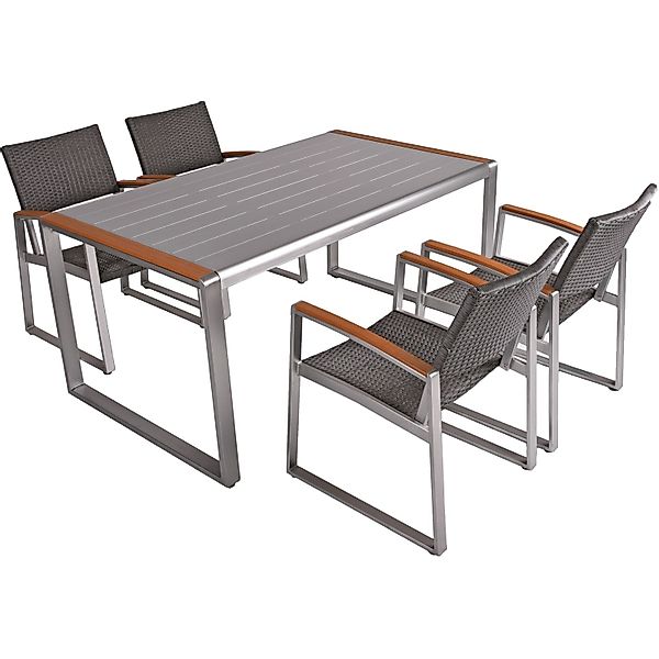 Garden Pleasure Gartenmöbel-Set Ava 5-teilig Silber günstig online kaufen