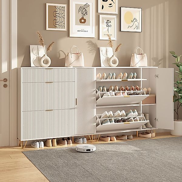 FUROKOY Schuhschrank Weiß Schuhregal Schuhkipper mit günstig online kaufen