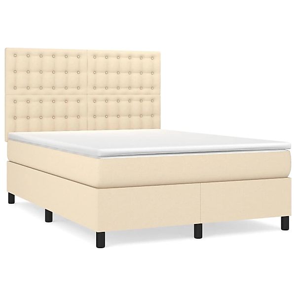 Vidaxl Boxspringbett Mit Matratze Creme 140x200 Cm Stoff günstig online kaufen