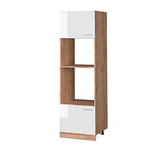 Vicco Mikrowellenumbauschrank R-Line, Weiß Hochglanz/Goldkraft Eiche, günstig online kaufen