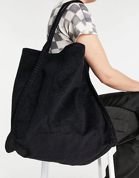 ASOS DESIGN – Shopper-Tasche aus Cord in Schwarz günstig online kaufen