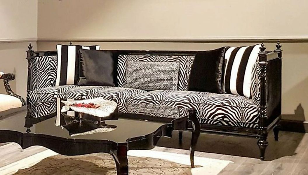 Casa Padrino Sofa Luxus Barock Sofa Zebra / Schwarz - Handgefertigtes Wohnz günstig online kaufen