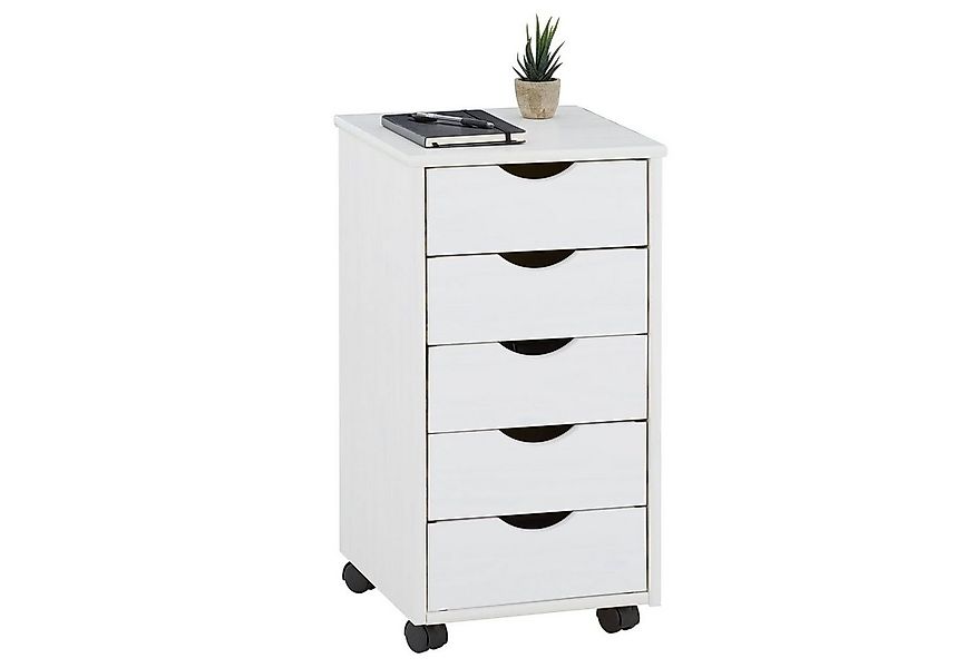 IDIMEX Rollcontainer LAGOS, Bürocontainer aus Massivholz mit 5 Schubladen W günstig online kaufen