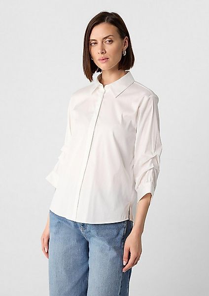 comma Kurzarmbluse Bluse Elegante Baumwollmix-Bluse mit Faltendetail am Ärm günstig online kaufen