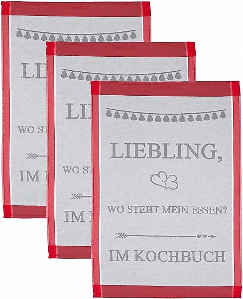 ROSS Geschirrtuch "Liebling, wo steht mein essen… im Kochbuch" Sprüchetuch, günstig online kaufen