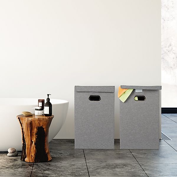 relaxdays Wäschekorb 2er Set faltbar, Grau günstig online kaufen