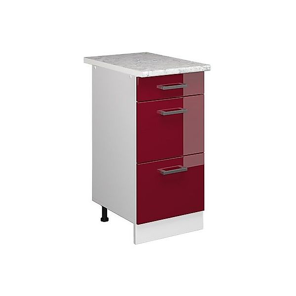 Vicco Küchenunterschrank R-Line Bordeaux Hochglanz/Weiß 40 cm mit Schublade günstig online kaufen