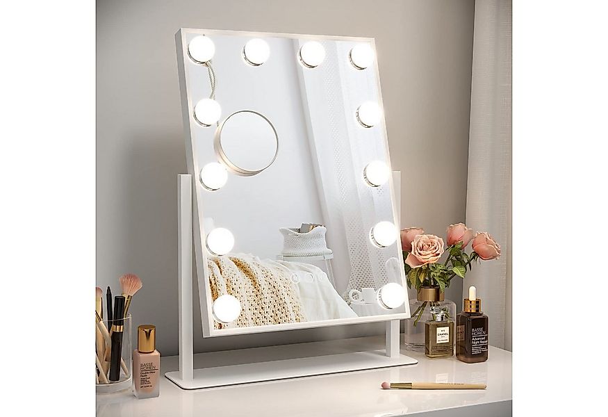 Dripex Schminkspiegel Kosmetikspiegel mit 12 LED 3 Lichtfarben Dimmfunktion günstig online kaufen