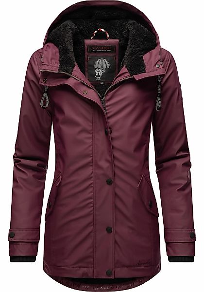 Navahoo Regenjacke "Lindraa" mit Kapuze stylische Outdoorjacke mit Teddyfel günstig online kaufen
