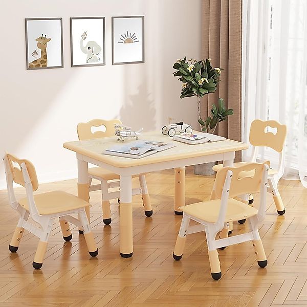 GarveeMore Kindersitzgruppe Kindertisch mit 4 Stühlen,80x60CM, günstig online kaufen