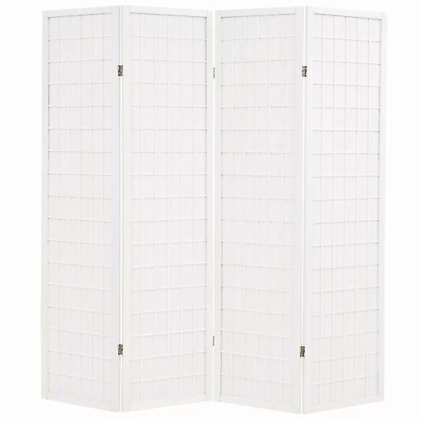 4-tlg. Raumteiler Japanischer Stil Klappbar 160 X 170 Cm Weiß günstig online kaufen