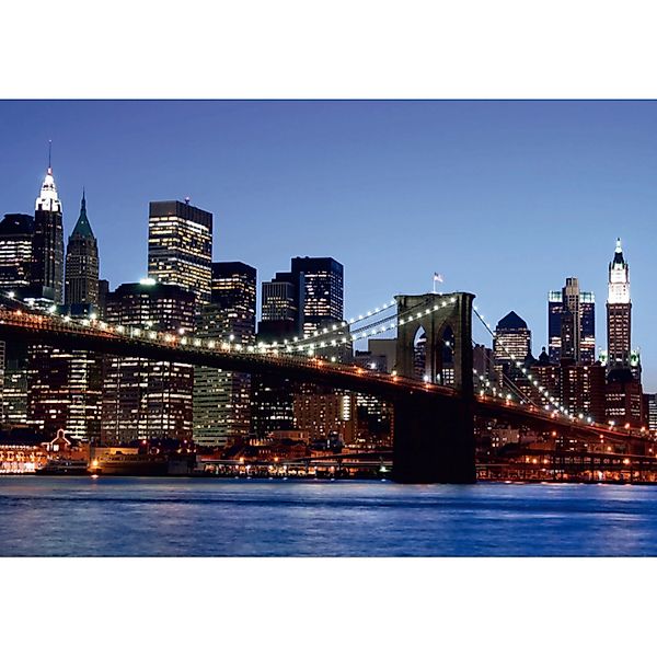 Sanders & Sanders Fototapete Brooklyn Bridge New York Blau 360 x 254 cm 600 günstig online kaufen