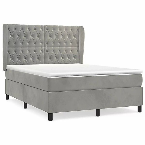 vidaXL Boxspringbett mit Matratze Hellgrau 140x200 cm Samt1399918 günstig online kaufen