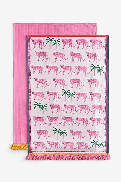 Next Geschirrtuch 2er-Set Geschirrtücher, Leoparden-Stickerei, (2-tlg) günstig online kaufen