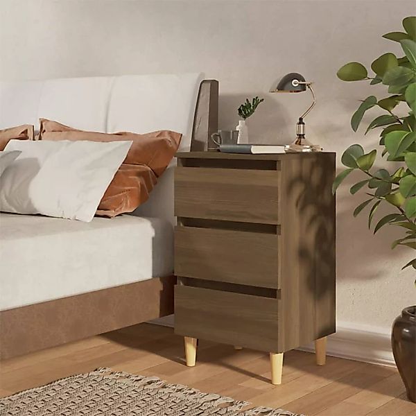 Vidaxl Nachttisch Mit Massivholz-beinen Braun Eiche 40x35x69 Cm günstig online kaufen