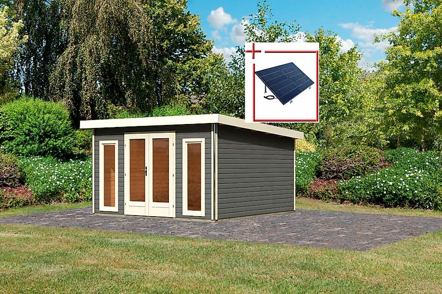 Karibu Gartenhaus "Rabensee 3" terragrau günstig online kaufen