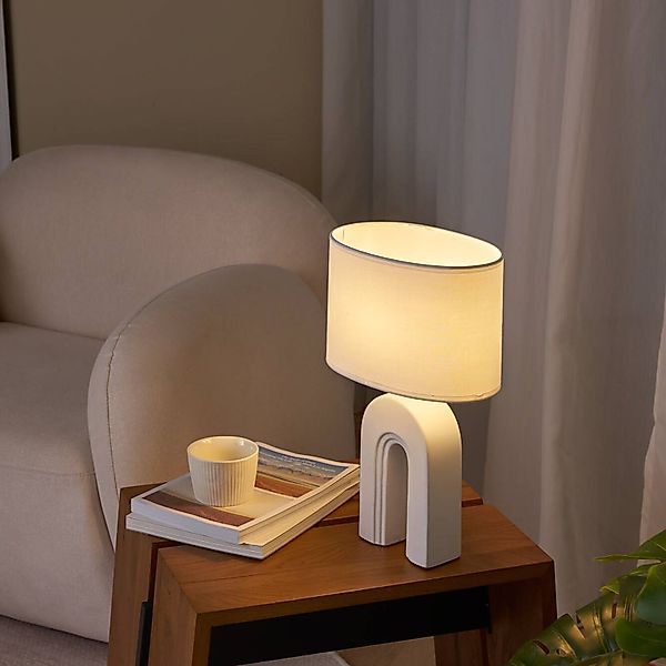 Pauleen Tischleuchte »Glow of Purity max20W Weiß/Beige 230V Stoff/Keramik«, günstig online kaufen