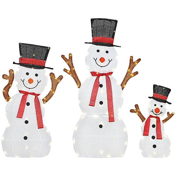 Outsunny 3-teilige Weihnachtsdeko Schneemann-Familie 91,5 cm mit LED Licht günstig online kaufen