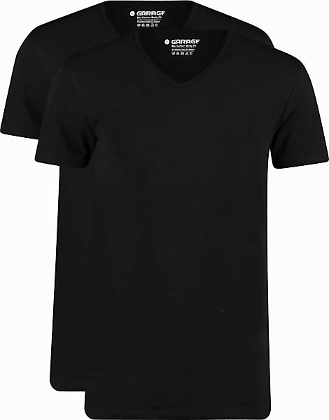 Garage 2-Pack Basic T-shirt Bio V-Ausschnitt Schwarz - Größe 3XL günstig online kaufen