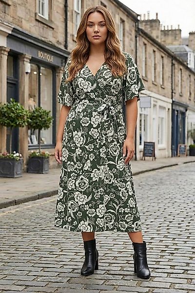 Stil Diva Minikleid Wickelkleid in Übergröße mit kurzen Ärmeln, V-Ausschnit günstig online kaufen