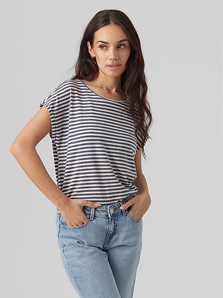Vero Moda Rundhalsshirt "VMAVA PLAIN SS TOP STRIPE GA JRS NOOS" günstig online kaufen