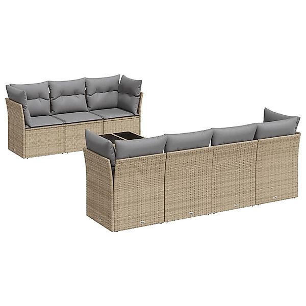 vidaXL 8-Tlg Garten-Sofagarnitur mit Kissen Beige Poly Rattan 3249118 günstig online kaufen