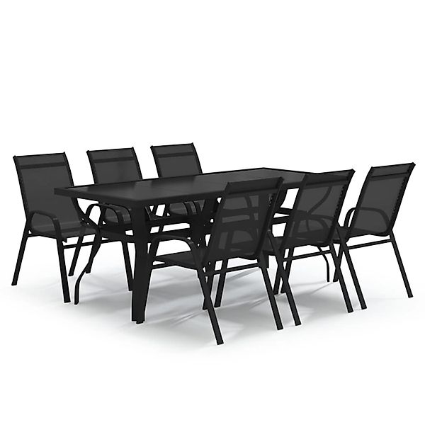vidaXL 7-Tlg Garten-Essgruppe Schwarz 3095986 günstig online kaufen