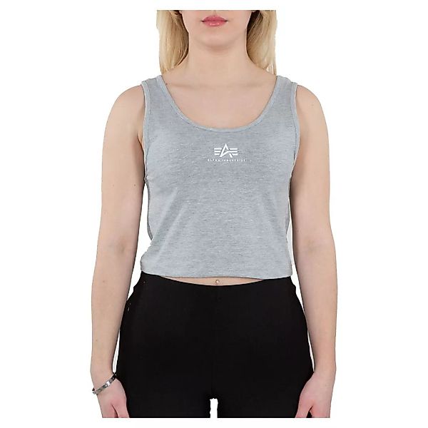 Alpha Industries Basic Crop Ärmelloses T-shirt XS Greyheather / White günstig online kaufen