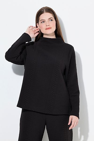 Ulla Popken Sweatshirt Jacquard-Sweatshirt Stehkragen Langarm günstig online kaufen