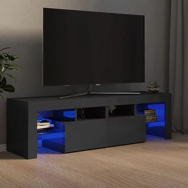 Tv-schrank Mit Led-leuchten Hochglanz-grau 140x35x40 Cm günstig online kaufen