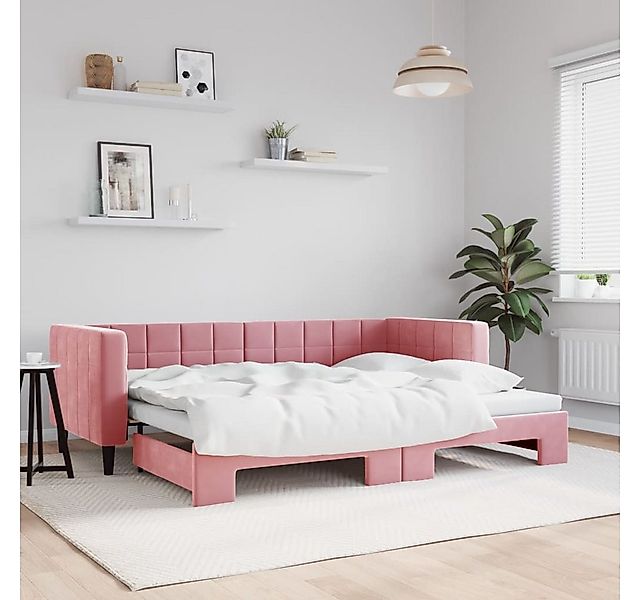 vidaXL Bett, Tagesbett Ausziehbar Rosa 80x200 cm Samt günstig online kaufen