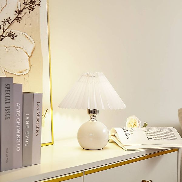 Lindby Tischleuchte Kerimi, Keramik, creme, 29 cm günstig online kaufen