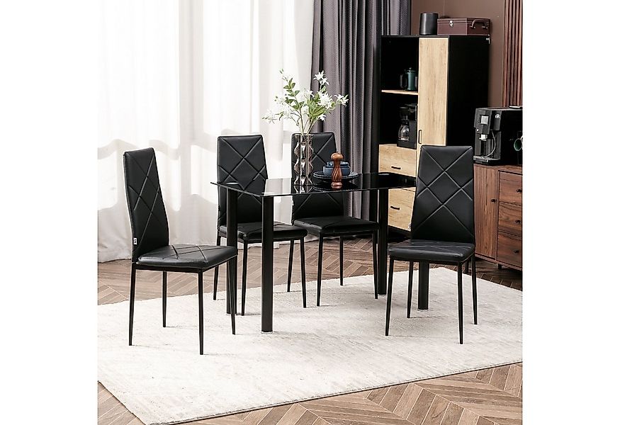 HOMCOM Esszimmerstuhl 4er-Set Stühle, Essstuhl, Polsterstuhl mit Stahlbeine günstig online kaufen