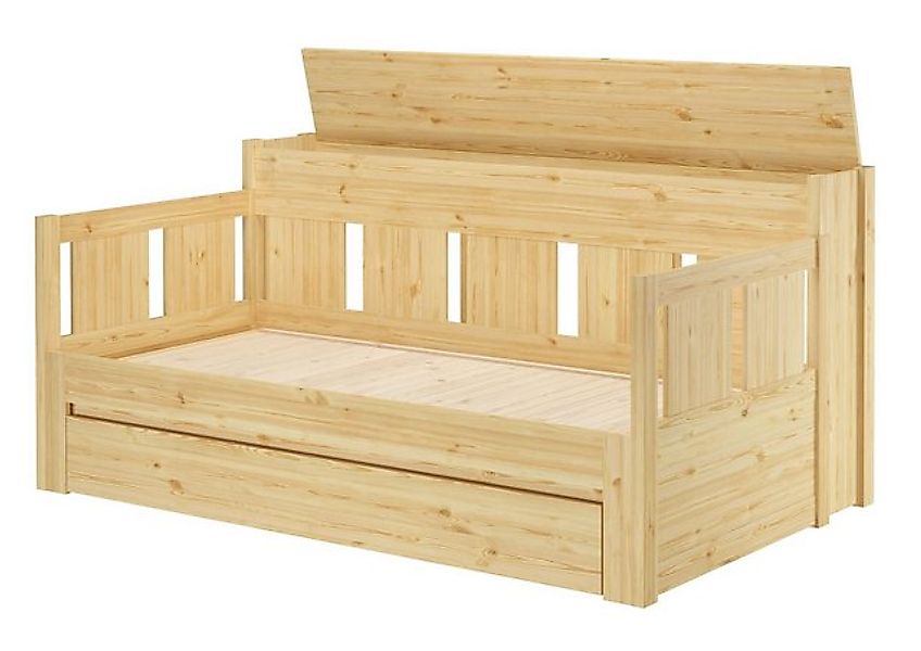 ERST-HOLZ Bett Ausziehbett Holzbett Einzelbett Doppelbett Kiefer Massiv, Ki günstig online kaufen