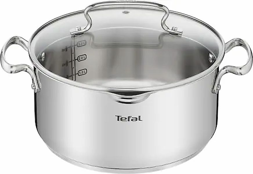 Tefal Kochtopf »Duetto+« Edelstahl 18/10 hochglanzpoliert, Glasdeckel mit S günstig online kaufen