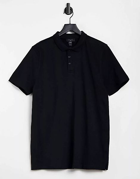 New Look – Polohemd aus Jersey in Schwarz günstig online kaufen
