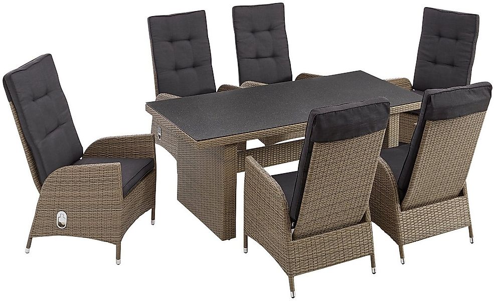 KONIFERA Garten-Essgruppe Brisbane, (Set, 13-tlg., 6 Sessel, Rückenlehne ve günstig online kaufen